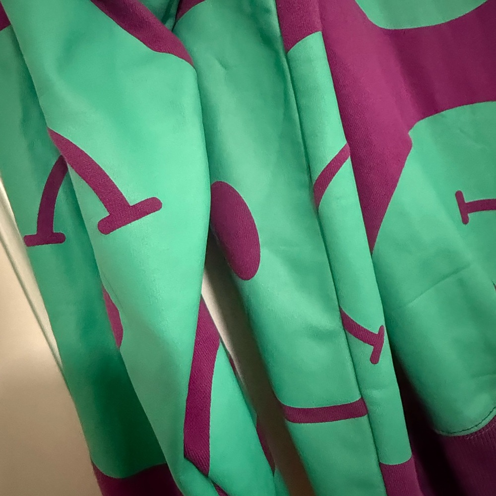 Fantastic Fawn Purple Sweater with Teal Smiley Print - Picture 2 of 2